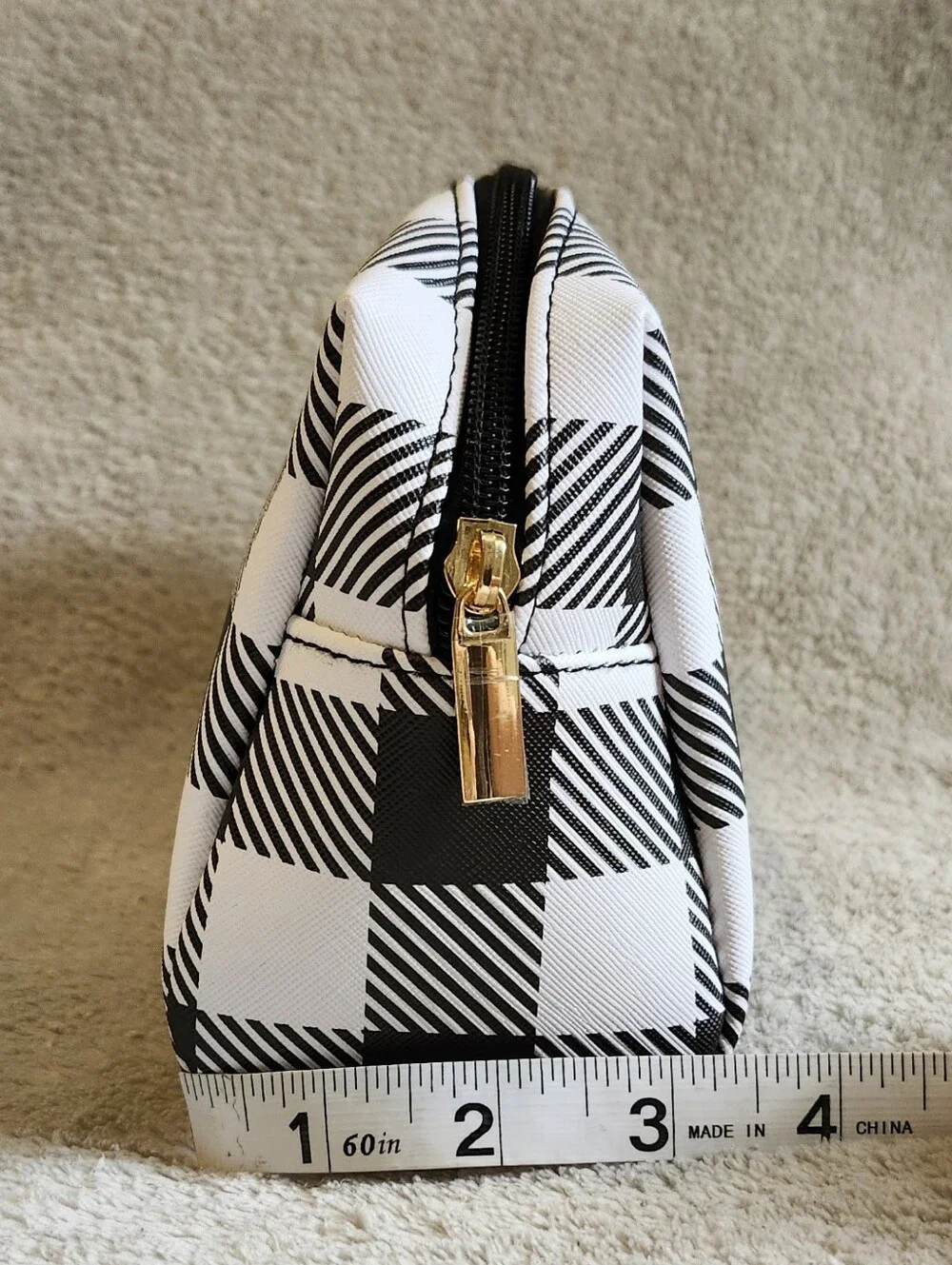 Black & White Check Cosmetic Makeup Bag